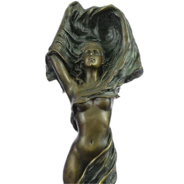 After Erte, Nude Bronze Statue, Beneath The Wind