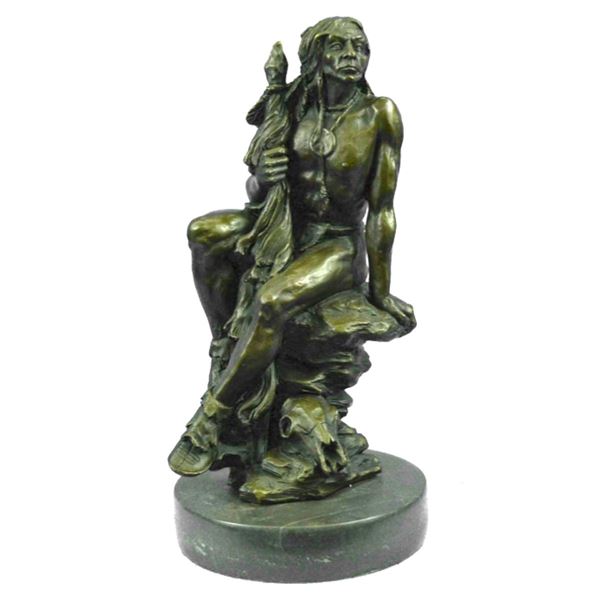 Native American Indian Warrior Bronze Sculpture