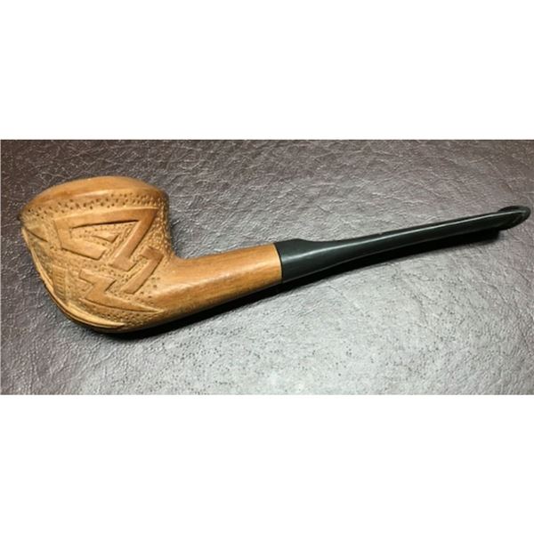 Hand-carved Wood Masonic Smoking Pipe