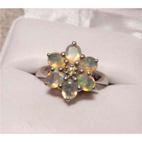 1.27ct Ethiopain Opal & Ambilobe Sphene Sterling Silver Ring