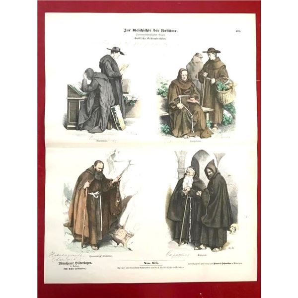 Rare 19thc German Costume Plates, Habits of Religious Orders