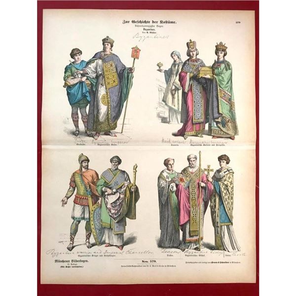 Rare 19thc German Cosume Plates, Byzantines