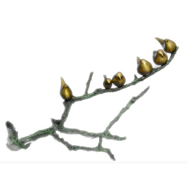 Birds On A Branch Signed Bronze Sculpture