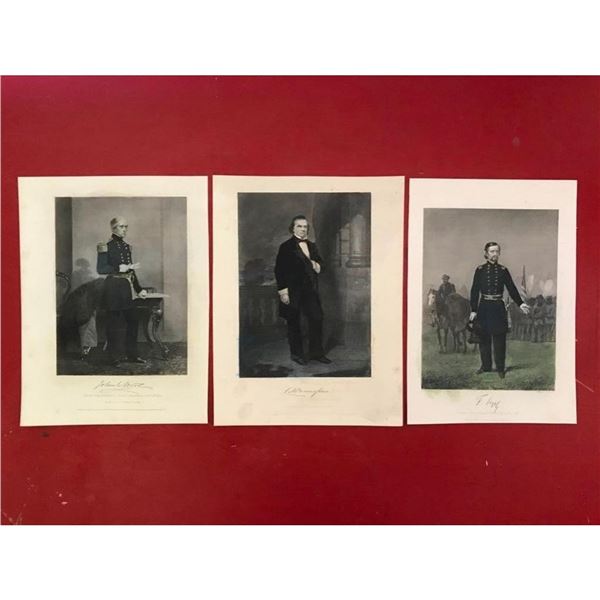 Group of 19thc Civil War Steel Engravings, Generals, Politician