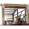 Image 1 : Gilt Wood-Grain Rustic-Style Beveled Mirror