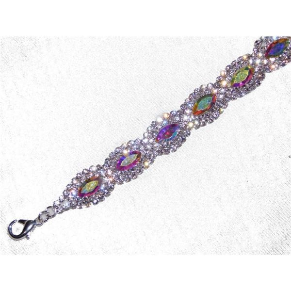 Silver Aurora Borealis Rhinestones Bracelet