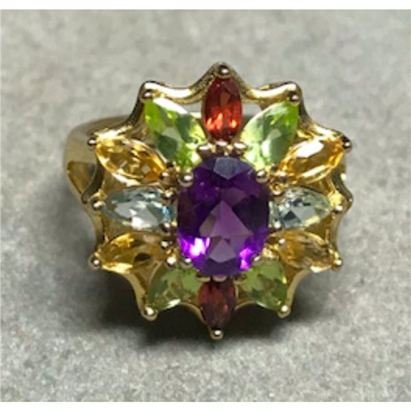 Multi-gemstone Sterling Cocktail Ring