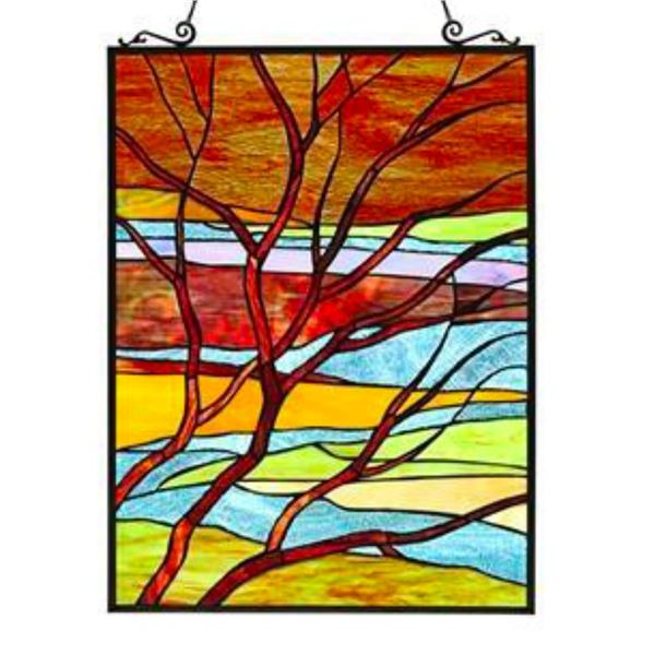 Dusk Landscape Stained Glass Hanging Panel