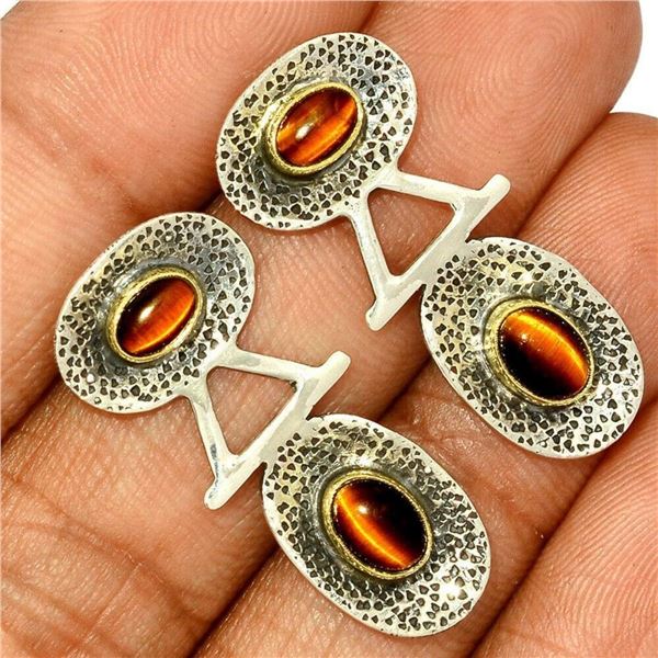 African Tiger Eye Sterling Silver Earrings