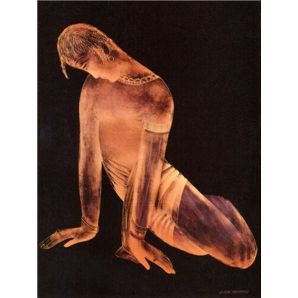 After Jean Dunand, Art Nouveau Style Nude Ceramic Art Tile