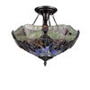 Image 2 : Tiffany Style Dragonfly 2 Light Stained Glass Ceiling Light