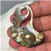 Image 4 : Handcrafterd Mabe Blister Pearl In Shell Carving, Gingko Leaf Pendant