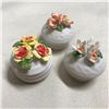 Image 1 : Group of Bisque Porcelain Flower Trinket Boxes