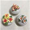 Image 2 : Group of Bisque Porcelain Flower Trinket Boxes
