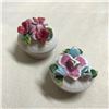 Image 1 : Pair of Bisque Porcelain Flower Trinket Boxes