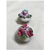 Image 2 : Pair of Bisque Porcelain Flower Trinket Boxes