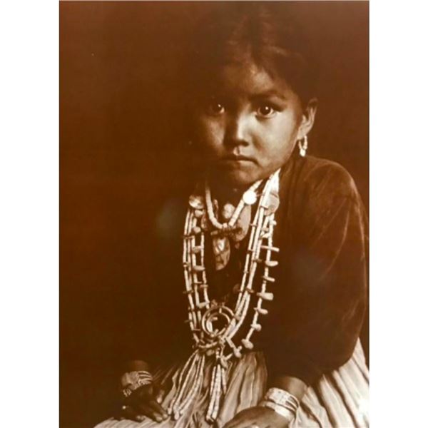 Young Navajo Native American Girl Sepia-Tone Photo