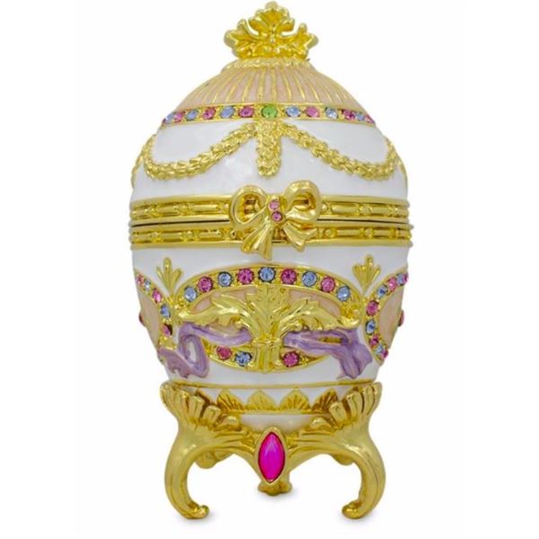 Russian Faberge Style Royal Bonbonniere Egg, Jewel Trinket Box