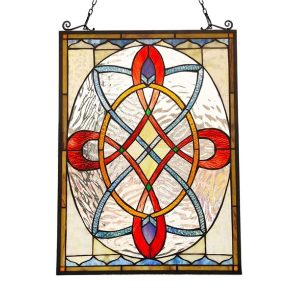 Tiffany Style Stained Art Glass Hanging Window Panel