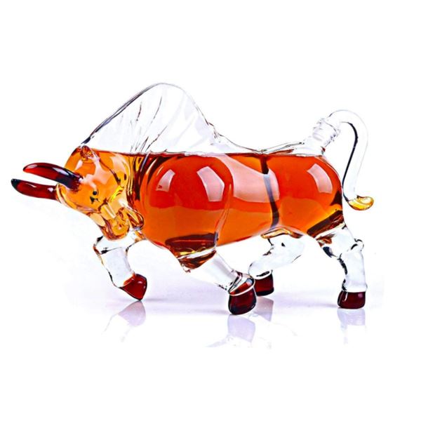 Charging Stock Market Bull Liquor Decanter
