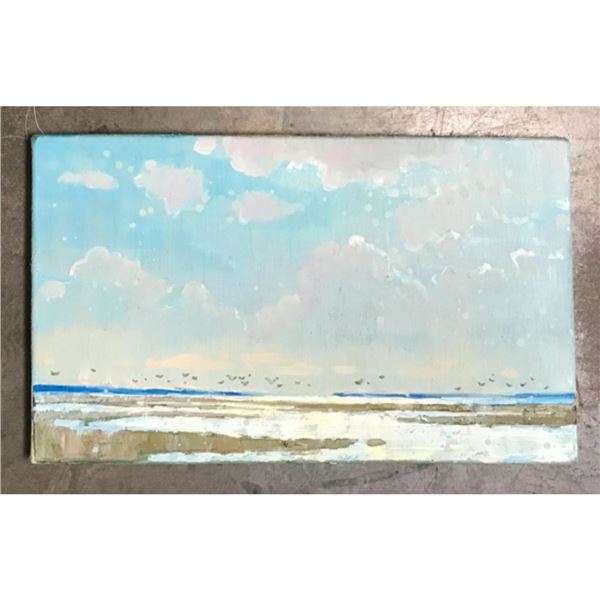 Modern Impressionism Signed Oil Painting, Summer Landscape Clouds