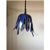 Image 2 : Free Form Blue Fused Glass Plug-In Pendant Light