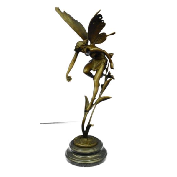 Signed Butterfly Fairy Bronze Sculpture
