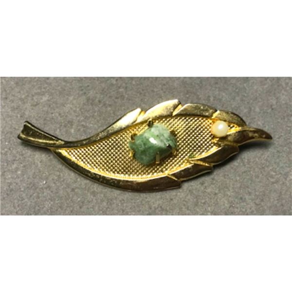 Mid Century Modern Leaf Brooch Pin