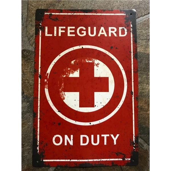 Lifeguard On Duty Metal Sign