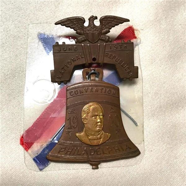 1900 Bronze McKinley Republican National Convention Badge