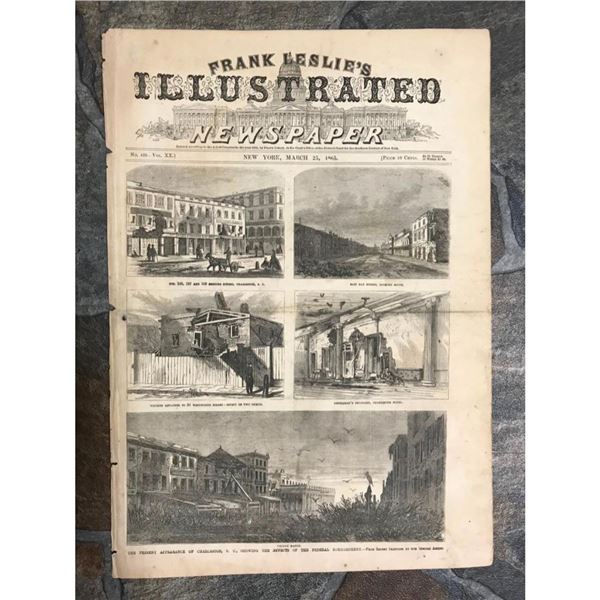 19thc Civil War Frank Leslie's Newspaper, Charleston SC