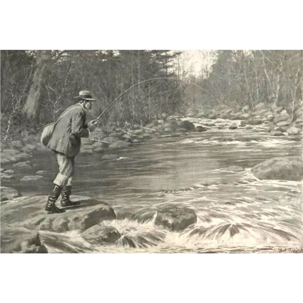 Early 1900's Half Tone Print, A.B. Frost, Supper In Camp