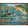 Image 1 : A Fisherman Lives Here Metal Pub Bar Sign
