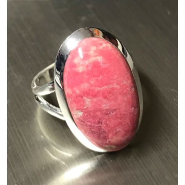 Norwegian Pink Thulite Sterling Silver Ring