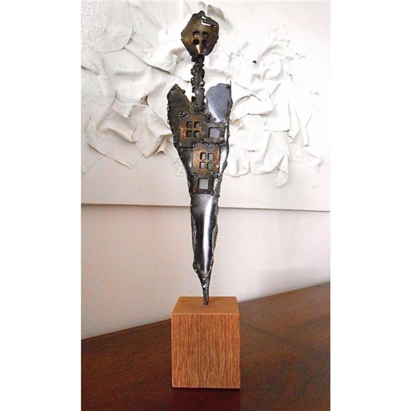 Brutalist Style Angel Metal Sculpture