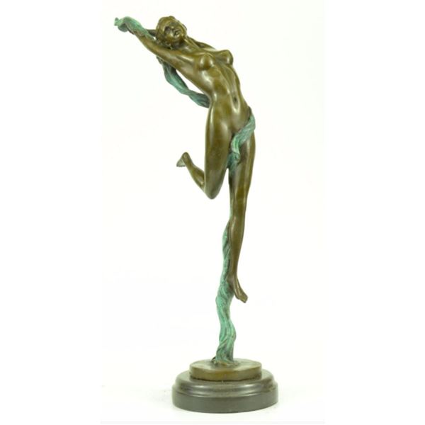 Nude Girl With Ribbon Bronze Sculpture