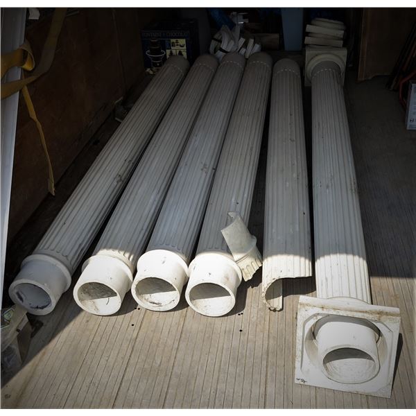 6 Hollow Columns + Trim (1 Damaged) 95" Long, 7" Diameter