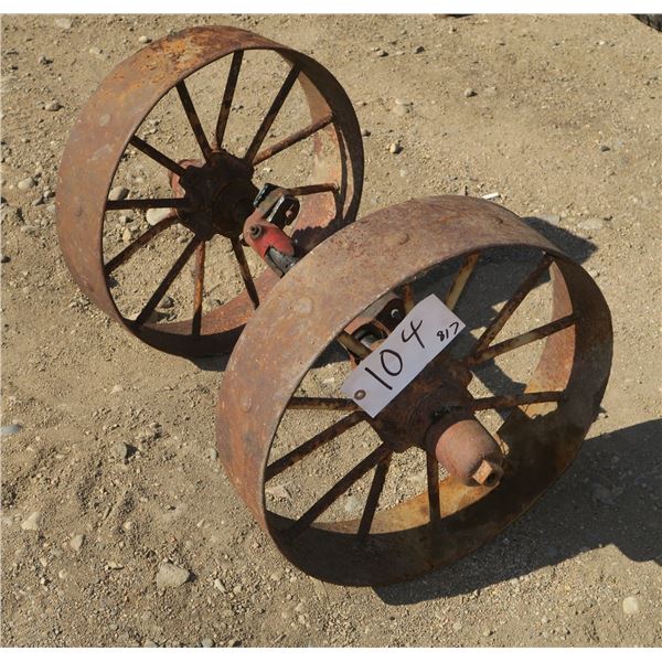 2 Steel Wheels on Axle 20" Diameter