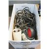 Image 1 : Set of mag Lights (parts) Box of electrical, rubber boots & misc.
