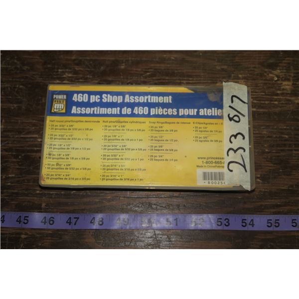 460 pc of Assorted Half Round, Roll Pins, Snap Rings & E-Clips