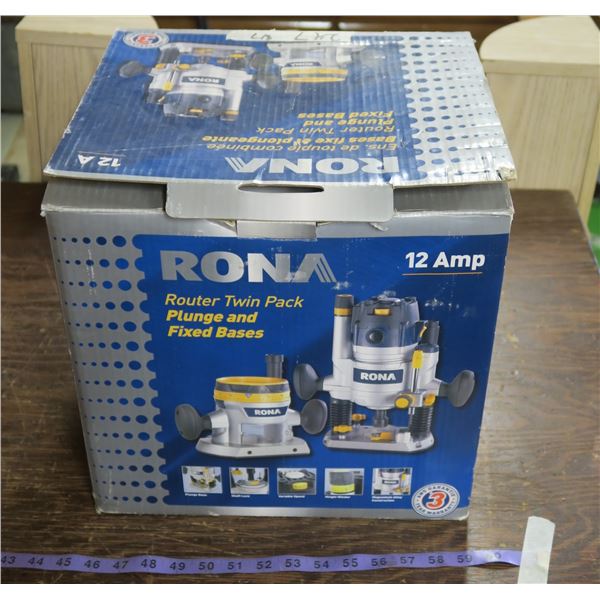 Rona Router Twin Pack With A Plunge & Fixed Bases - Never Used