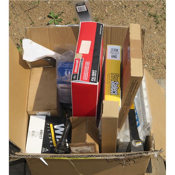Box of Misc. Air Filters + Etc.