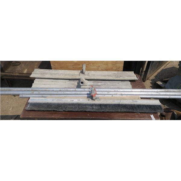 Lot of Cement Finishing Brushes, Concrete Trowels + Handles