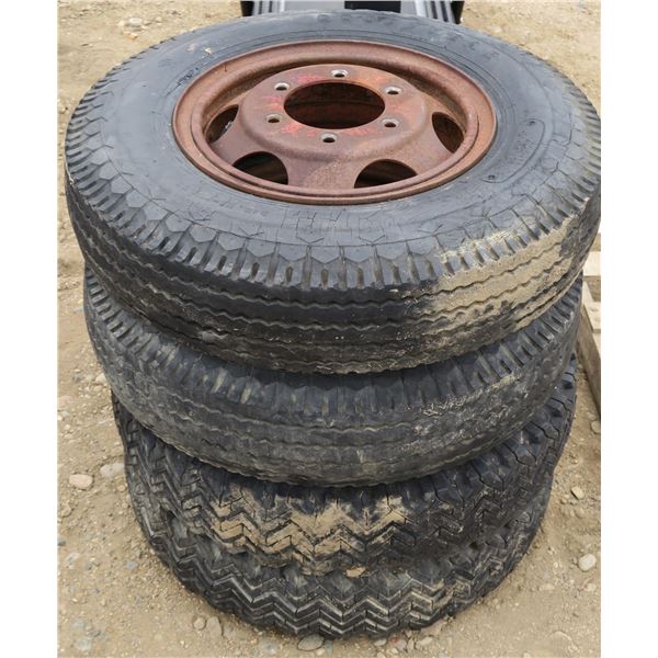 Lot of 4 Tires/Wheels (700-16, 6 ply + 32×8.8, 12 Ply)