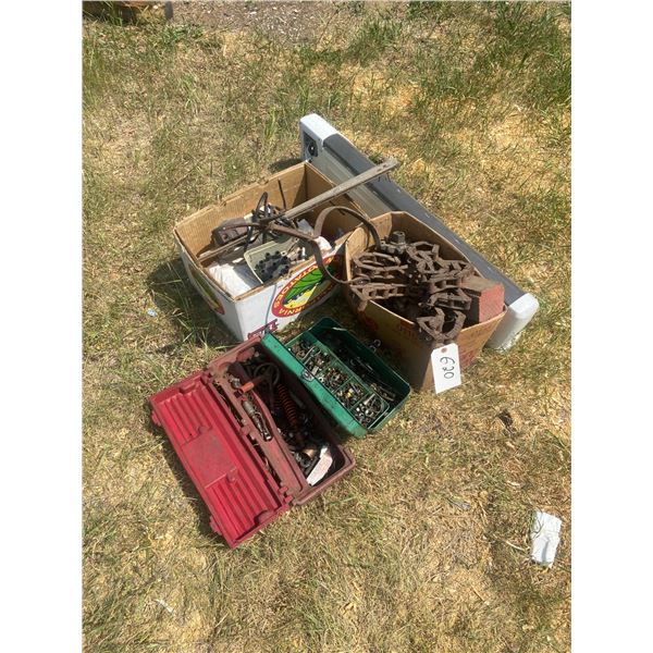 Lot of misc. Tool Boxes, Chain, etc. *ITEM OFF SITE*