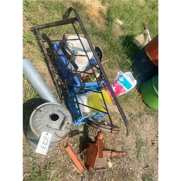 Lot of Misc. Items: CNR Pail, Stair Rail, Auger Gear Box, etc. *ITEM OFF SITE*