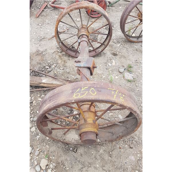 Axle & 2 Steel Wheels 59" Wide 32" Diameter Wheels