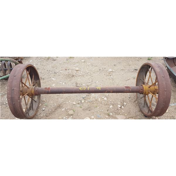 Axle & 2 Steel Wheels 80" Wide 32" Diameter Wheels