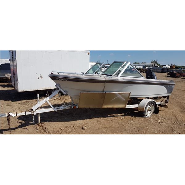 1986 16' Swiftsure Boat ZIS10295M586 C/W 80HP Mercury Outboard c/w 1986 trailer 2B9BB12A2GD025243 *P