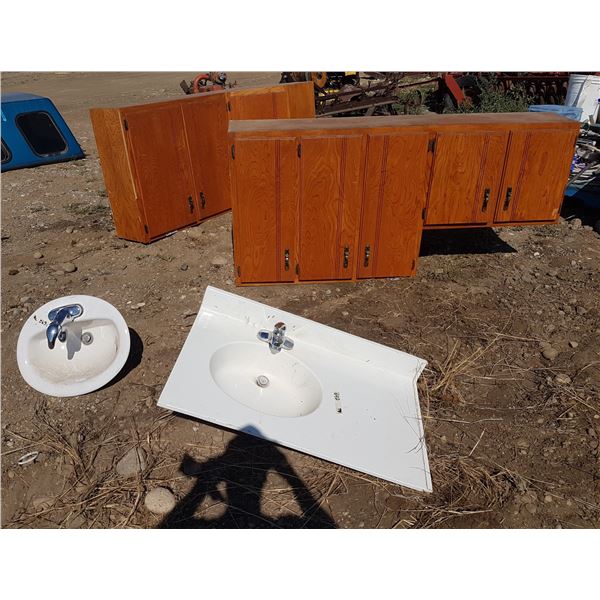 Kitchen Cabinets (72 X 35 Inch & 64 X 35 Inch) & 2 Sink Basins